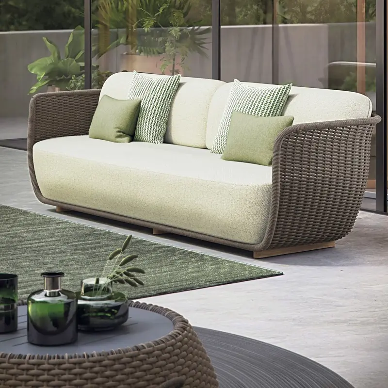 China Outdoor sofa waterproof and sun-proof courtyard villa Nordic rattan chair set Suppliers, Factories
