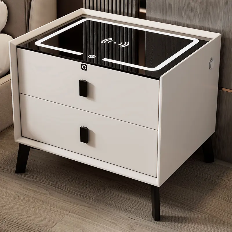 High-Quality Modern simple smart nightstand multi-functional wireless charging fingerprint lock bedside cabinet for bedroom Manufacturers, Manufacturer