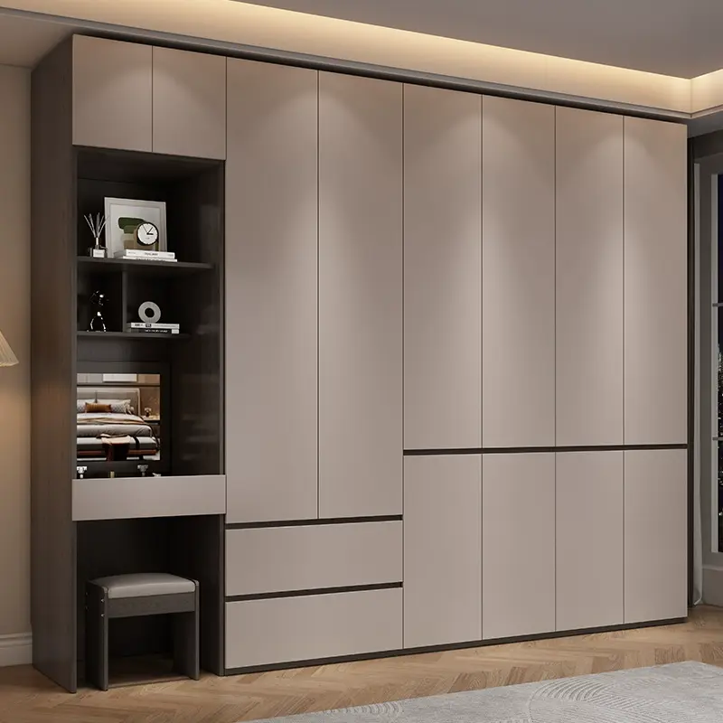High-Quality Simple Design wooden wardrobe with segmented swing doors for the home bedroom new style cloth cabinet Factories, Factory