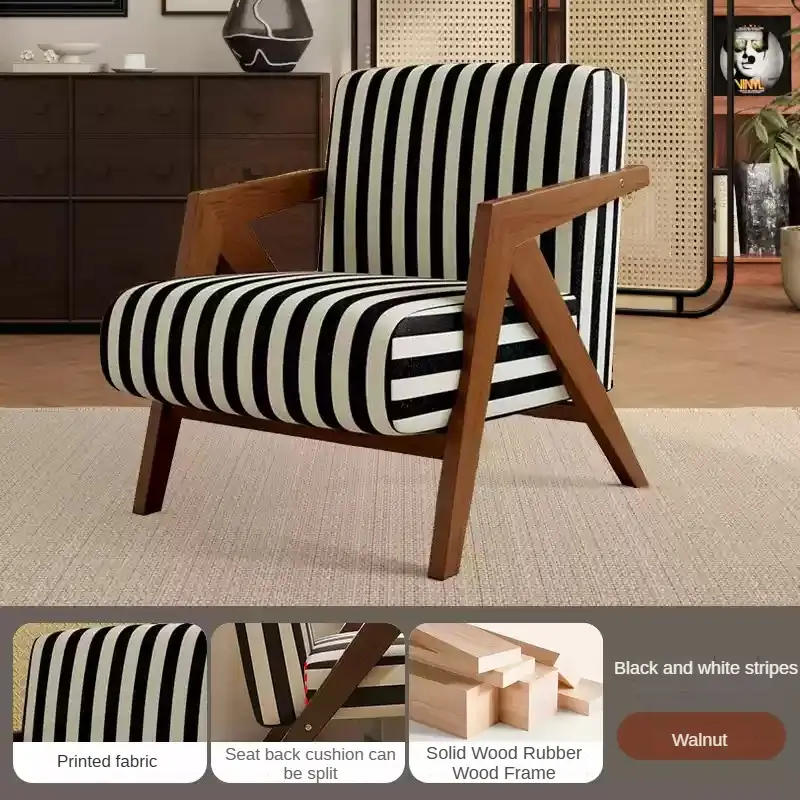 China Richard French Chinese Style Living Room Balcony Leisure Chair Solid Wood Lazy Sofa Single Chair Manufacturers, Factories