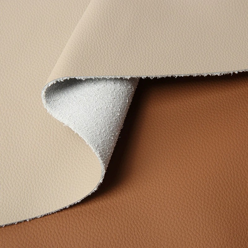 Wholesale Large lychee-patterned cashmere flocking base sofa leather fabric 1.6mm Manufacturer, Factory