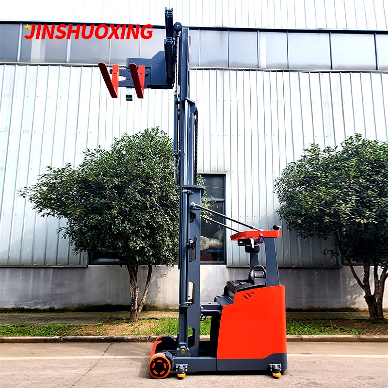 Tri-Laterial Fork Standing Safe 1.6t Vna Very Narrow Aisle Three Way Forklift Truck Triplex 12000mm with Lithium Battery