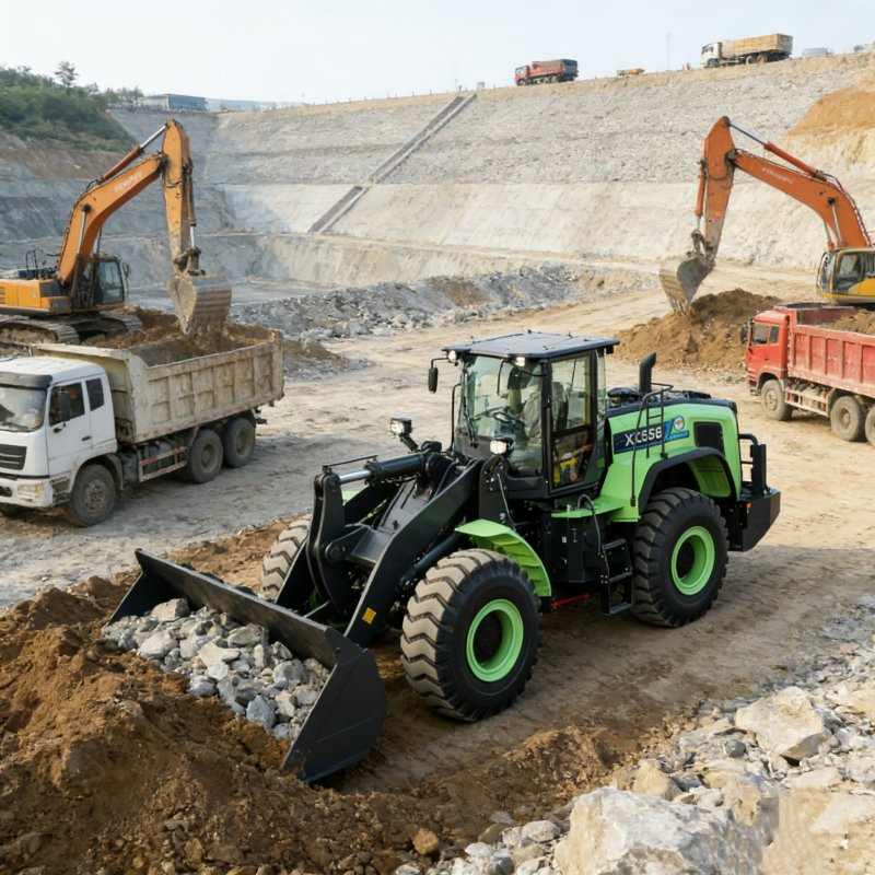 Optional Clamps and Side Dump Buckets Xc958EV-Ultra Electric Loader with Capacities Ranging From 2.5 to 5.0 M³ and Various Work Tools