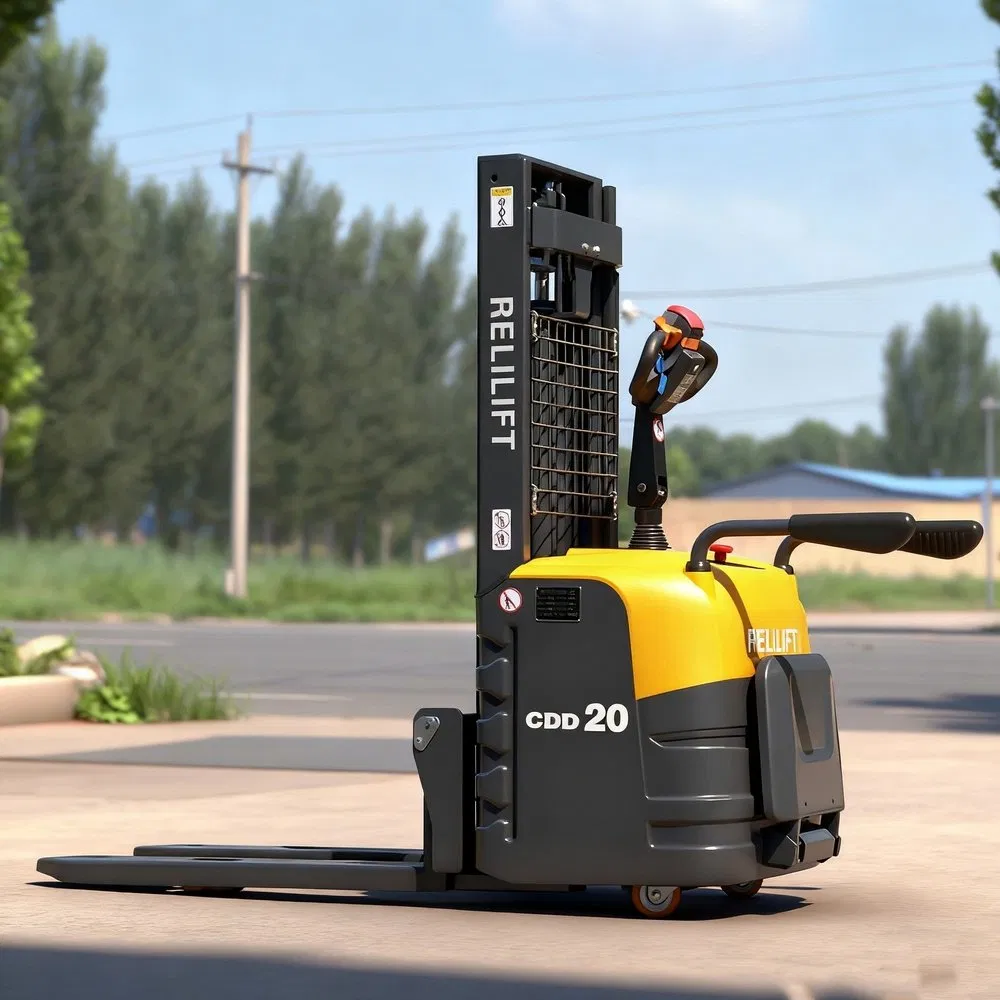 Flexible High-Comfort 2t-Yellow Ton Electric Straddle Stacker for Building Materials Warehouse