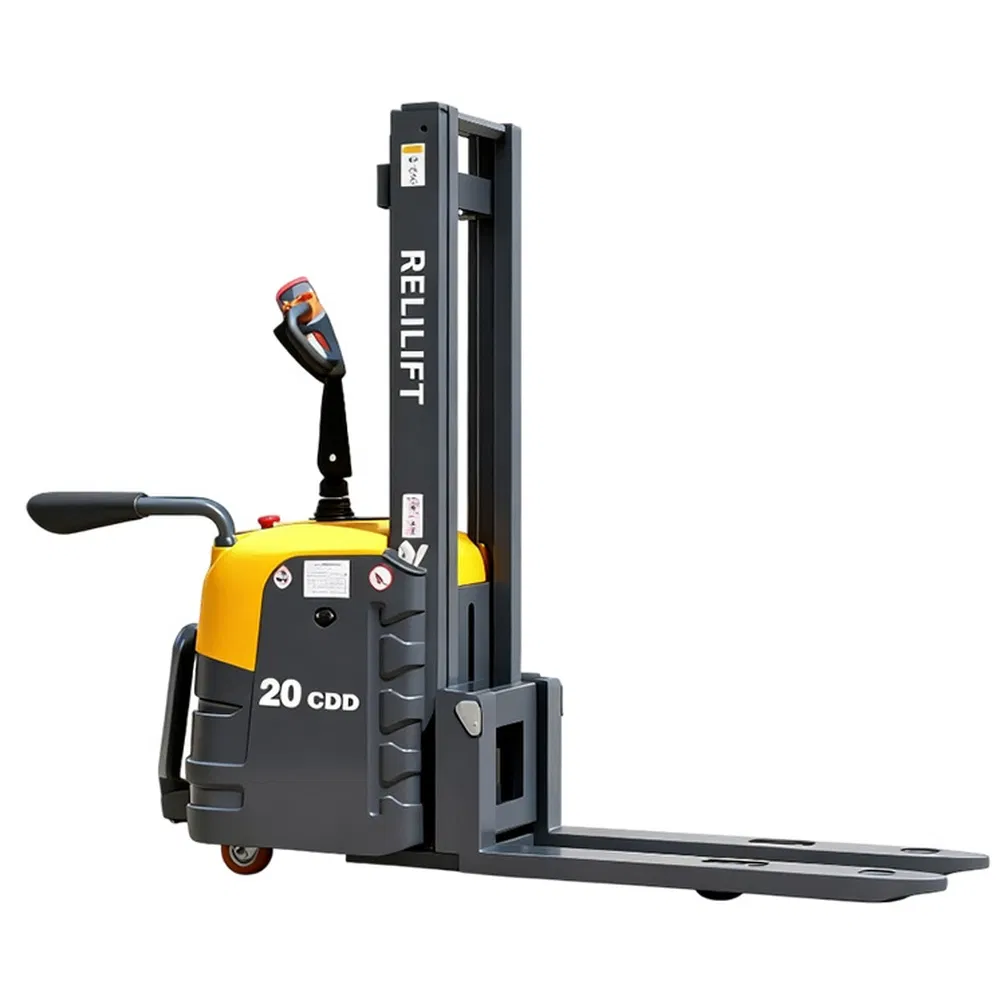 Flexible High-Comfort 2t-Yellow Ton Electric Straddle Stacker for Building Materials Warehouse