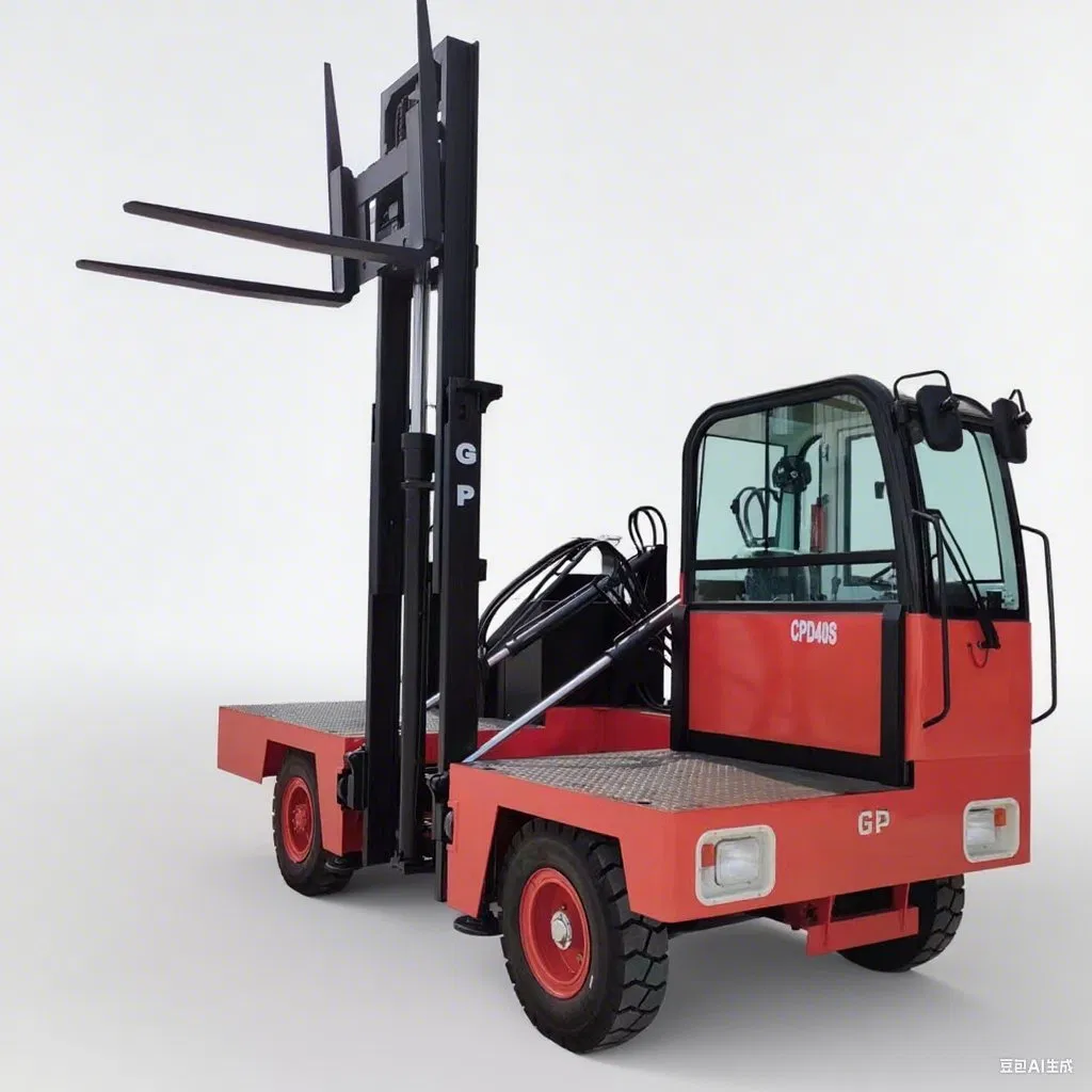 CE Approved 4t Industrial Electric Side Loader - 5m Max Fork Reach &amp; Auto-Leveling for Heavy-Duty Material Handling