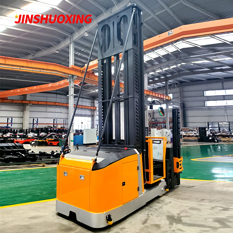 Rail Guide 1.6t Man-up Electric Vna Very Narrow Aisle Forklift Truck with 14.5m Lifting Height