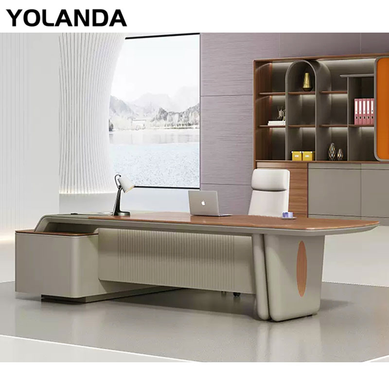 Yolanda Office Furniture Unique Design L Shaped Manager Boss Executive High End Luxury Small Gold Nordic Ergonomic Height Desk