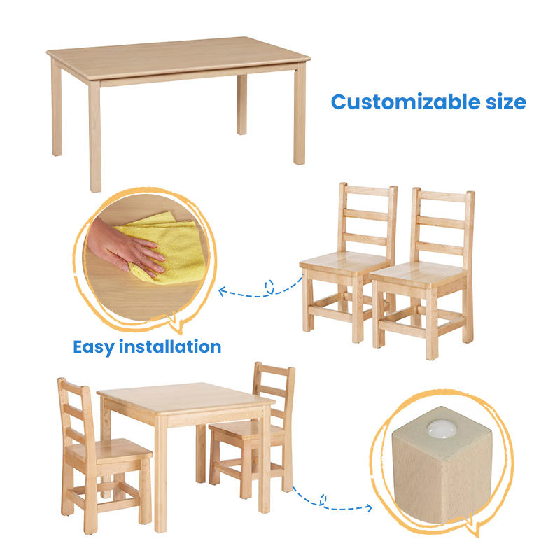Wooden Furniture Study Desk and Ergonomic Chair Set for Early Education Centers