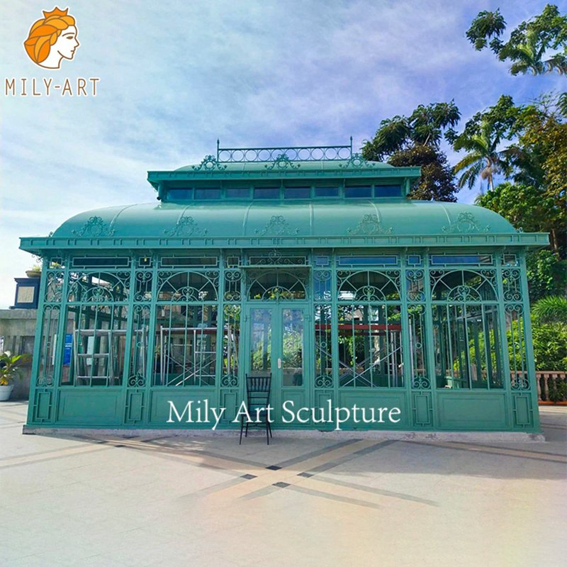Garden Hotel Park Ornamental Outdoor Large Wrought Iron Gazebo Greenhouse for Sale