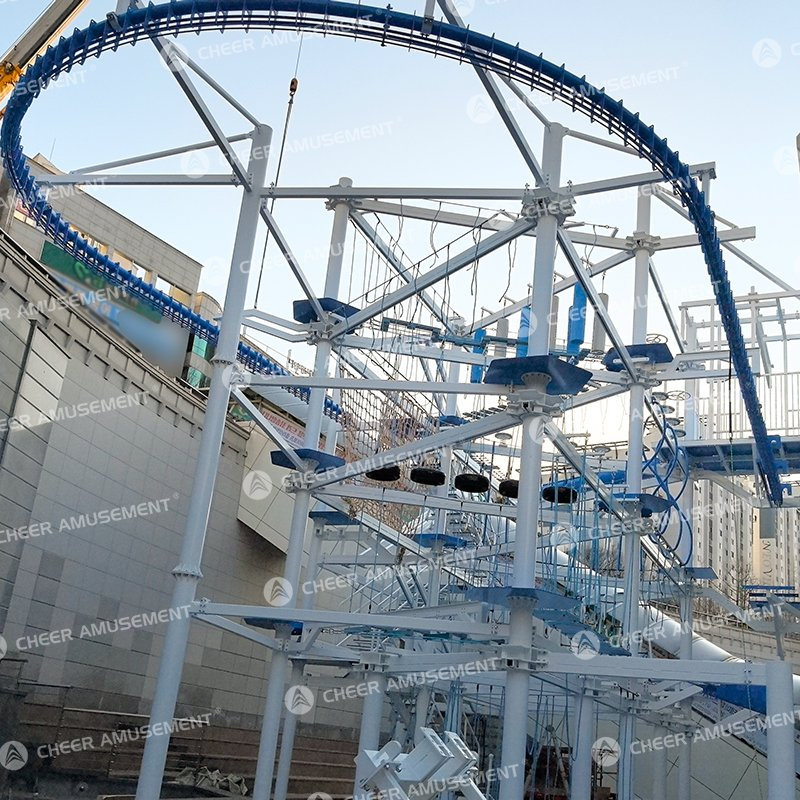 Outdoor Children Adventure Park with Air Coaster and Rope Course Climbing Wall Ninja Course Kids Play Area by Cheer Amusement