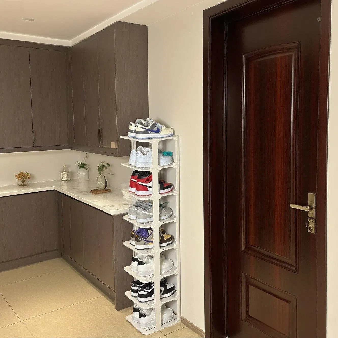 Space-Saving Stackable Shoe Rack Detachable Plastic Storage Organizer for Entryway