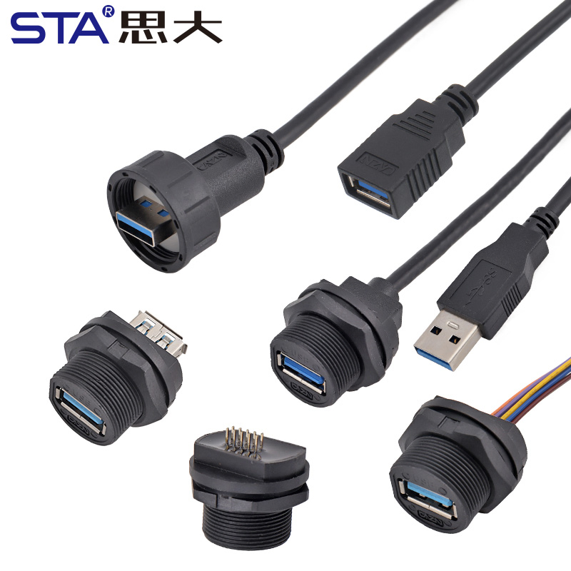 USB3.0 Waterproof IP67 Outdoor USB Back Mount FPC Connector with Cable