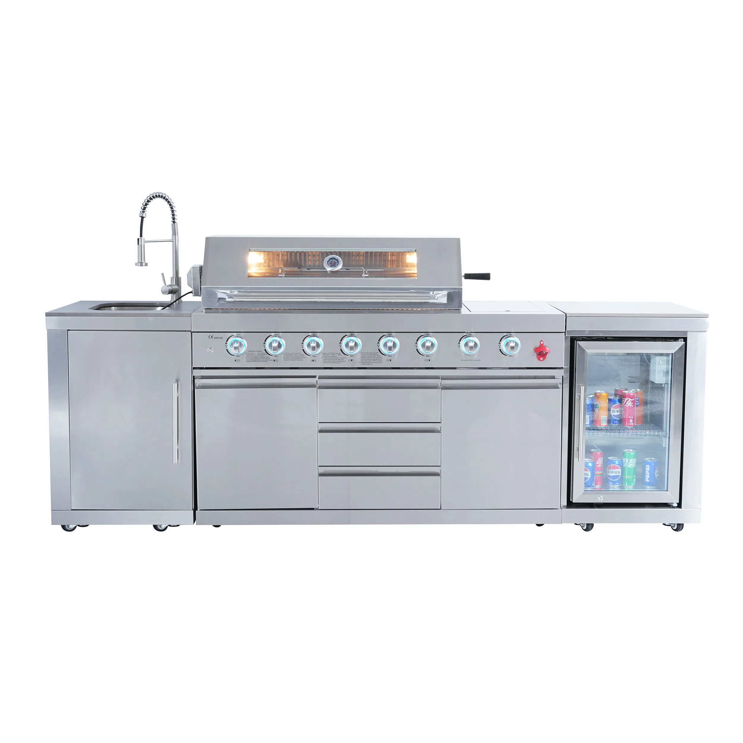 Outdoor Kitchen Modular BBQ Island Grill Drawers Sink Equipment BBQ Grill