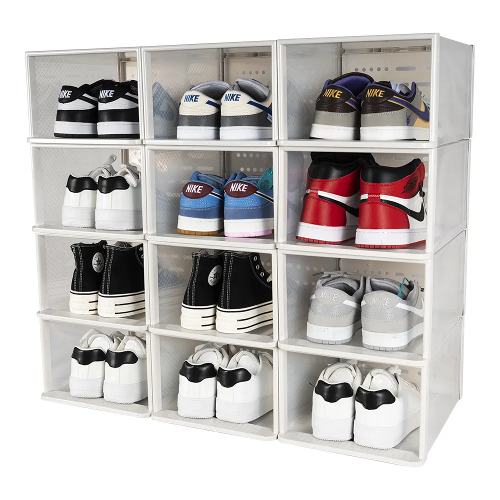 Modern Entryway Shoe Storage Rack - Stackable &amp; Detachable Plastic for Easy-Find Sneakers