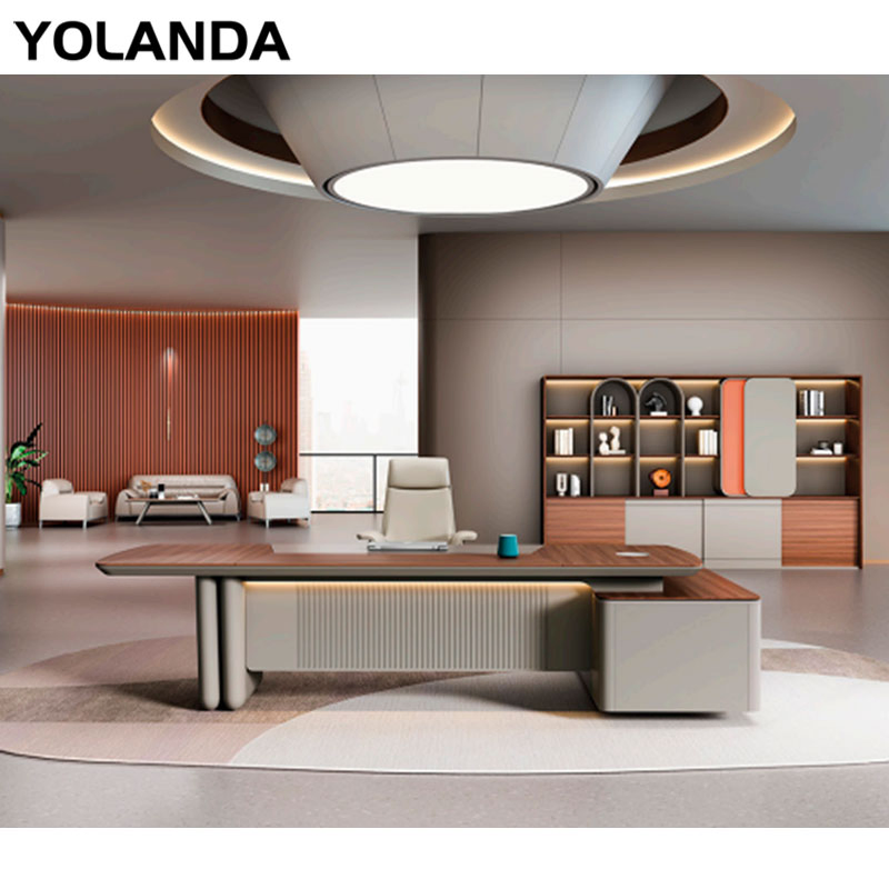 Yolanda Office Furniture Unique Design L Shaped Manager Boss Executive High End Luxury Small Gold Nordic Ergonomic Height Desk