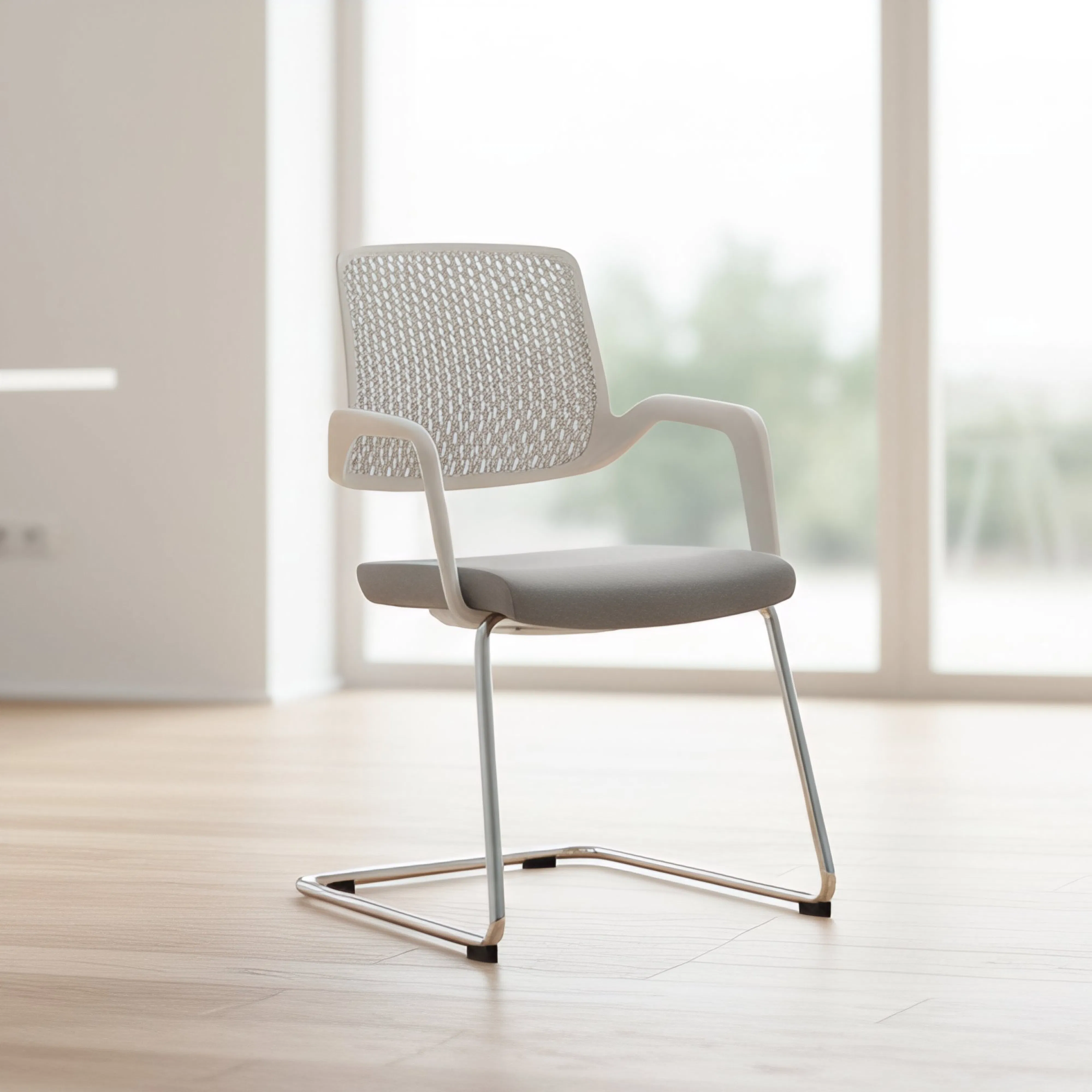 Ergonomic White Staff Office Furniture with Swivel Base