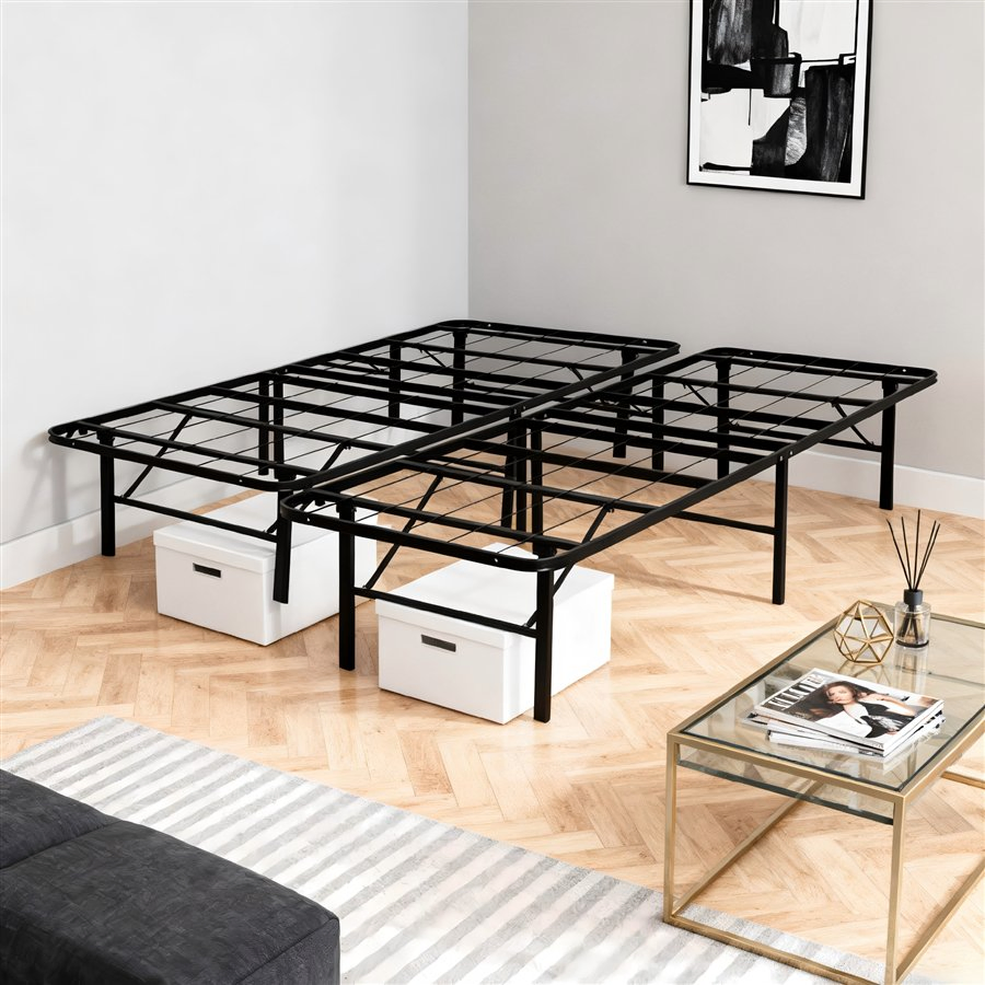 Sturdy Easy Assembly Folding Metal Bed Frame for Home and Hospitality Use