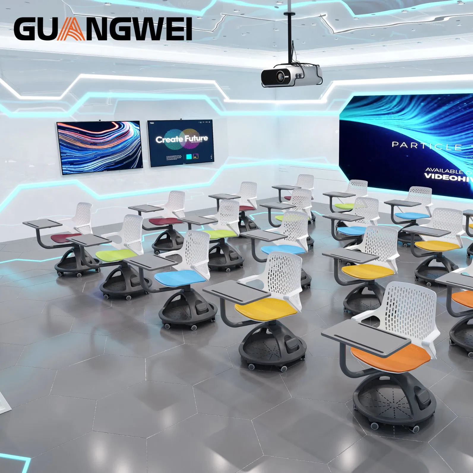 New Design Ergonomic School Furniture Student Plastic Training Chair with Table