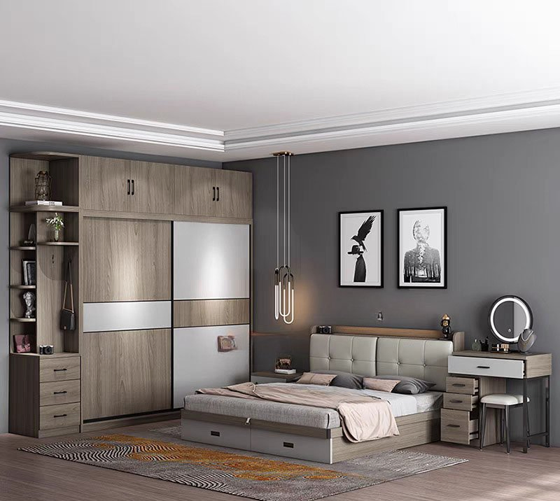 Wholesale China Factory Double Sofa King Wall Bed Modern Hotel Bedroom Office Wooden Living Room Home Furniture