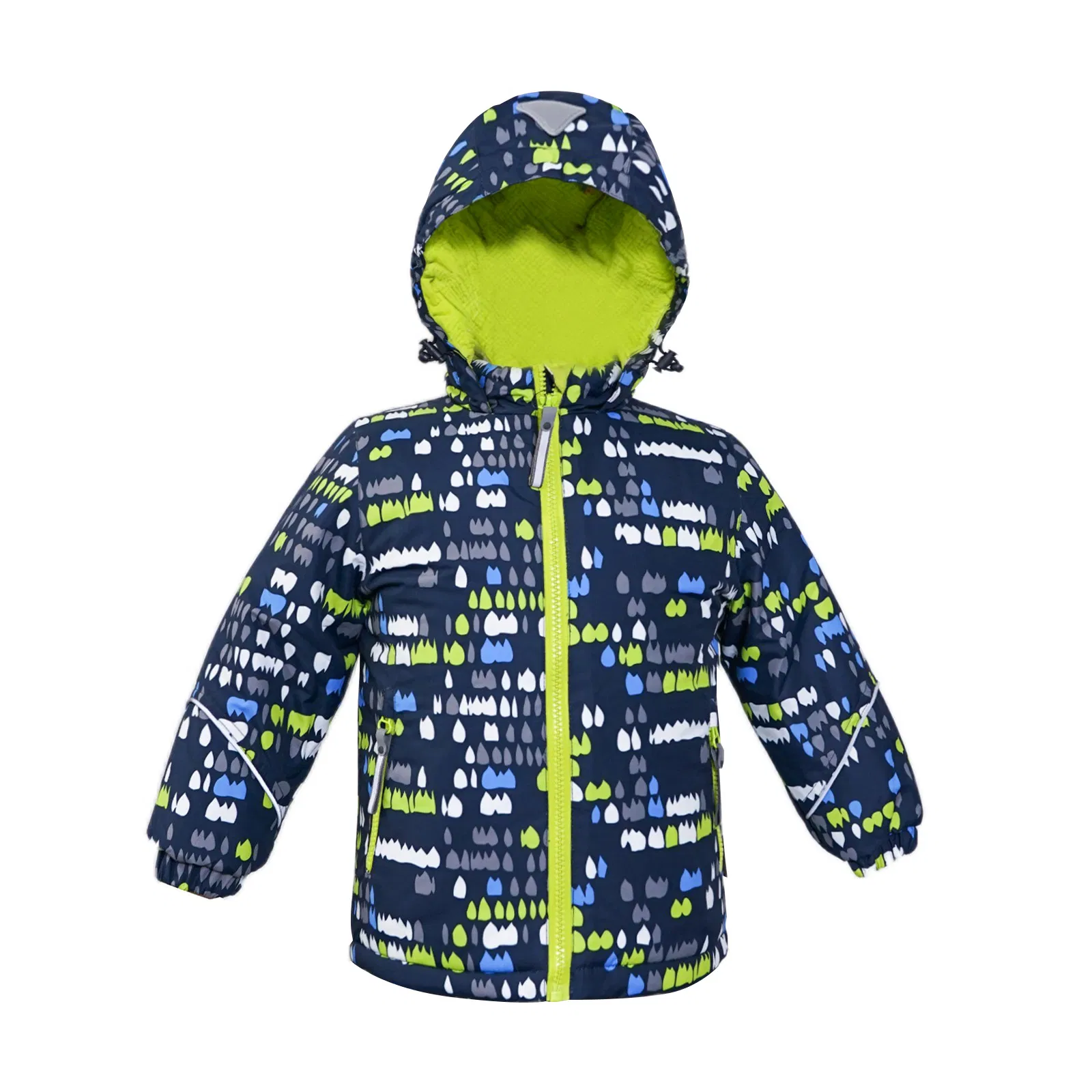 Children's Warm Pad Hooded Jacket with Colorful Print Kid's Clothing