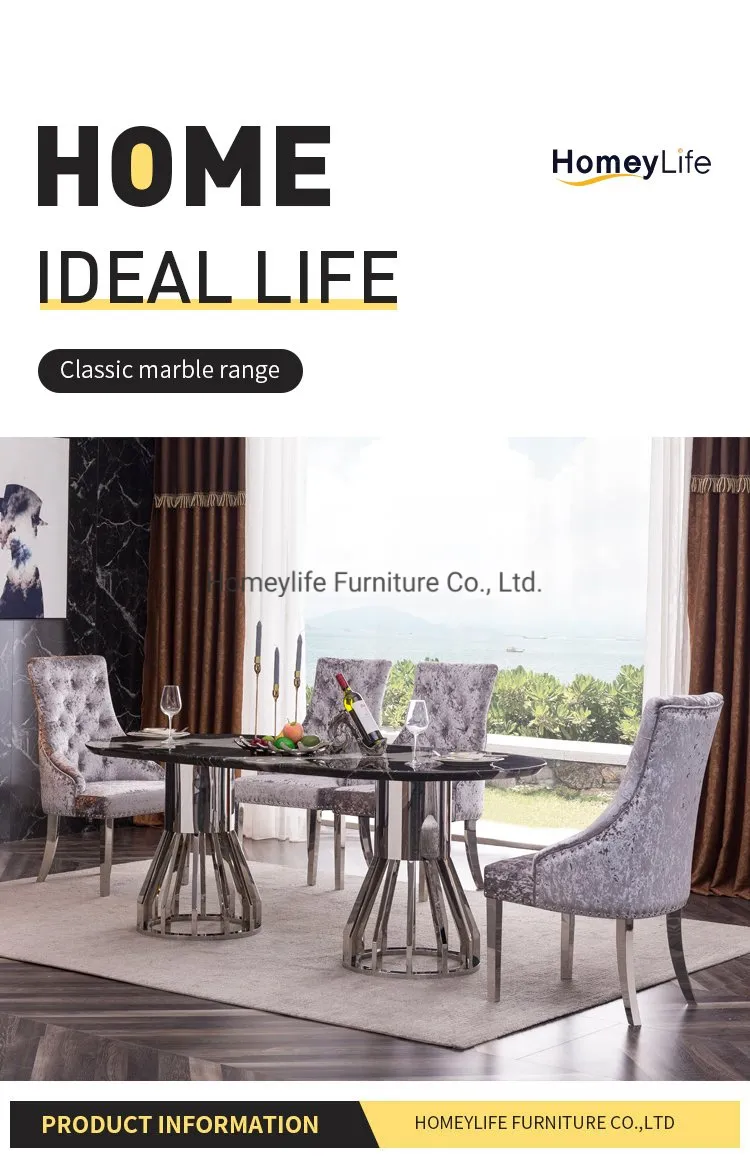 Ergonomic Marble Metal Dining Table