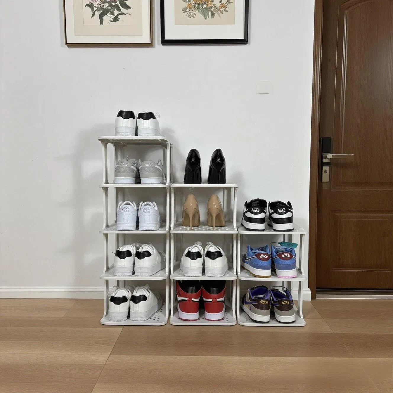 Space-Saving Stackable Shoe Rack Detachable Plastic Storage Organizer for Entryway