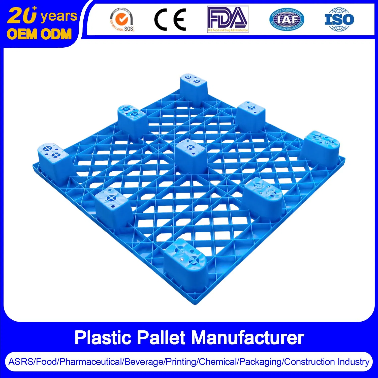 1200X1000X140mm Mesh Surface Plastic Pallets Nine-Legged Plastic Pallet Supplier Direct Multifunctional