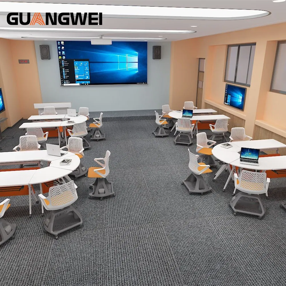 New Design Ergonomic School Furniture Student Plastic Training Chair with Table