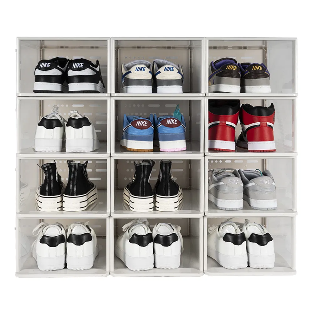 Modern Entryway Shoe Storage Rack - Stackable &amp; Detachable Plastic for Easy-Find Sneakers