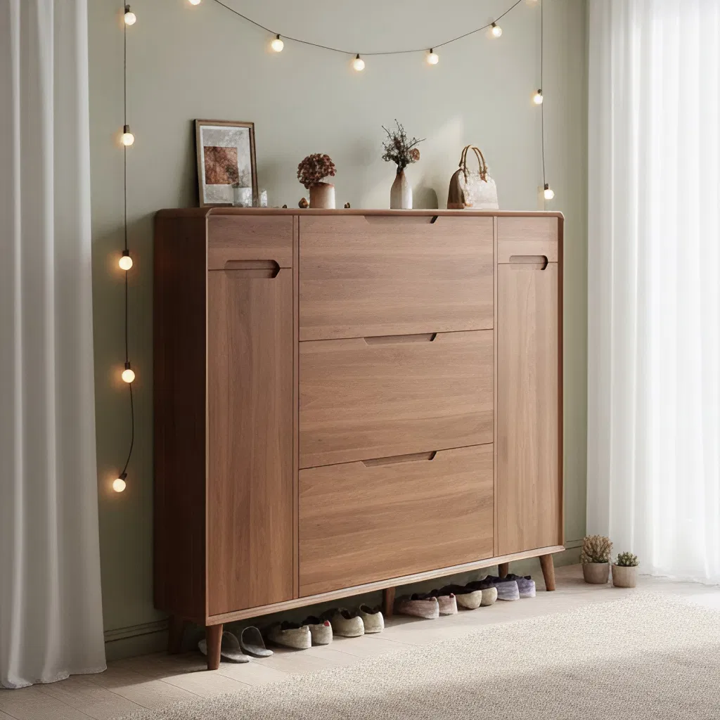 Contemporary Storage Shoe Rack for Chic Wooden Entryway Organization Home Furniture