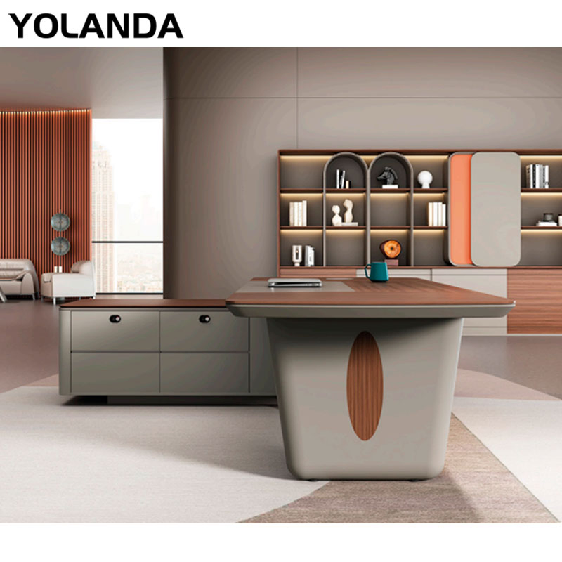 Yolanda Office Furniture Unique Design L Shaped Manager Boss Executive High End Luxury Small Gold Nordic Ergonomic Height Desk