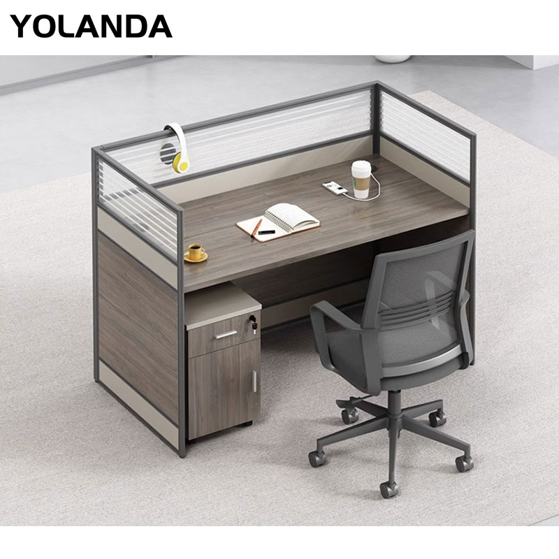 Yolanda 2025 Modern Commercial Office Desk 4-Person Workstation Furniture MFC Material Modular Extendable Convertible Partition for Home Use