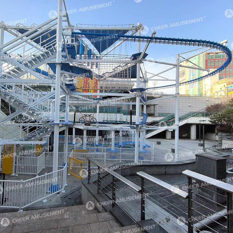 Outdoor Children Adventure Park with Air Coaster and Rope Course Climbing Wall Ninja Course Kids Play Area by Cheer Amusement