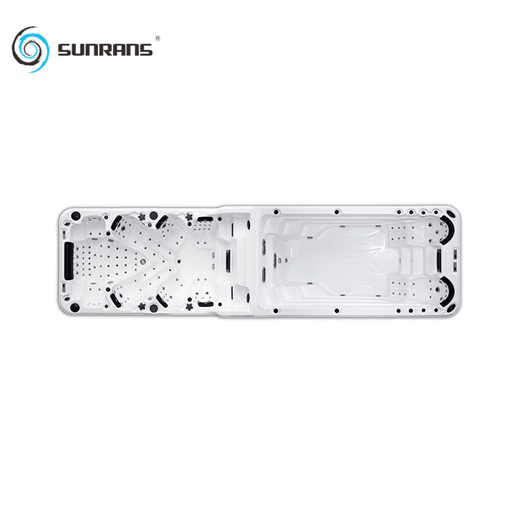 Sunrans 8m Endless Hydrotherapy Dual Zone Outdoor Backyard Exercise Large Hot Tub Swim SPA Attached Endless Swimming Pool
