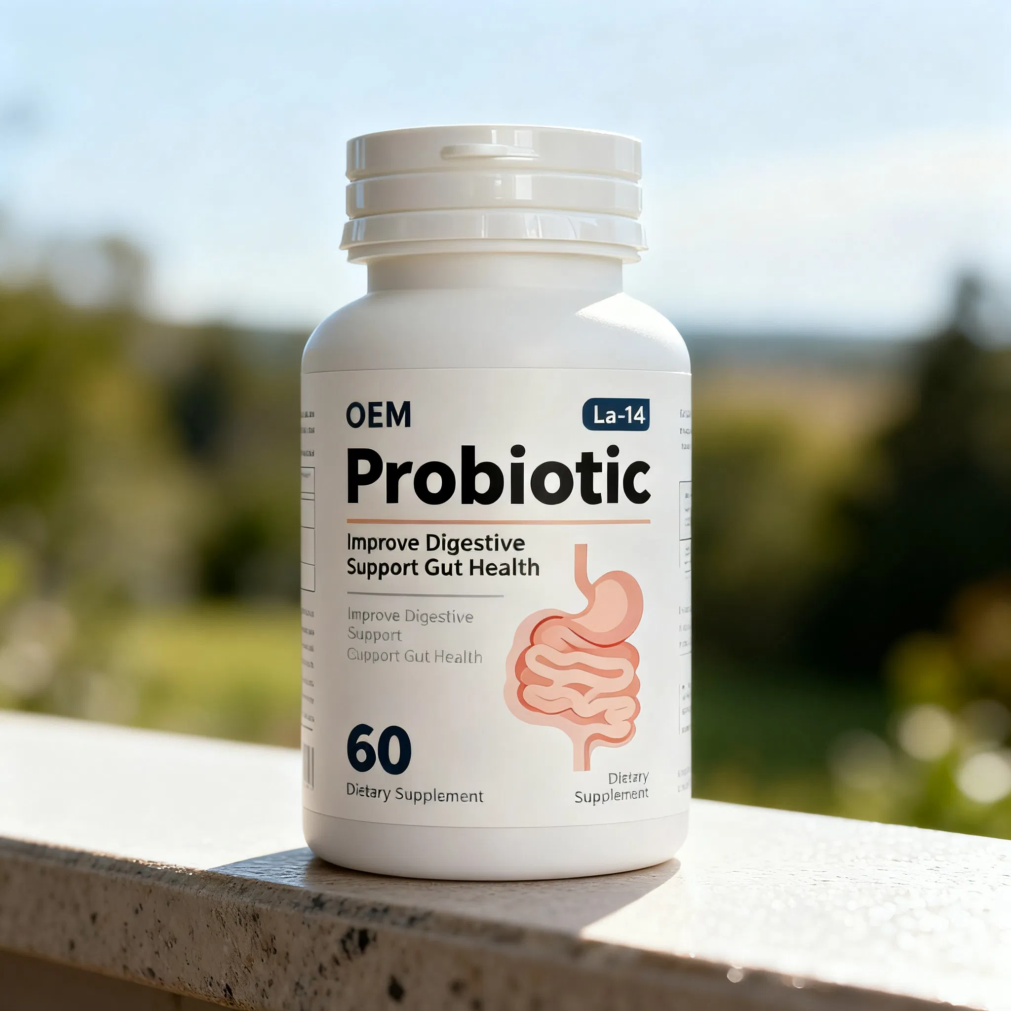 Synbiotic (Probiotic + Prebiotic) with La-14 Flexible MOQ OEM/Private Label Healthcare Product