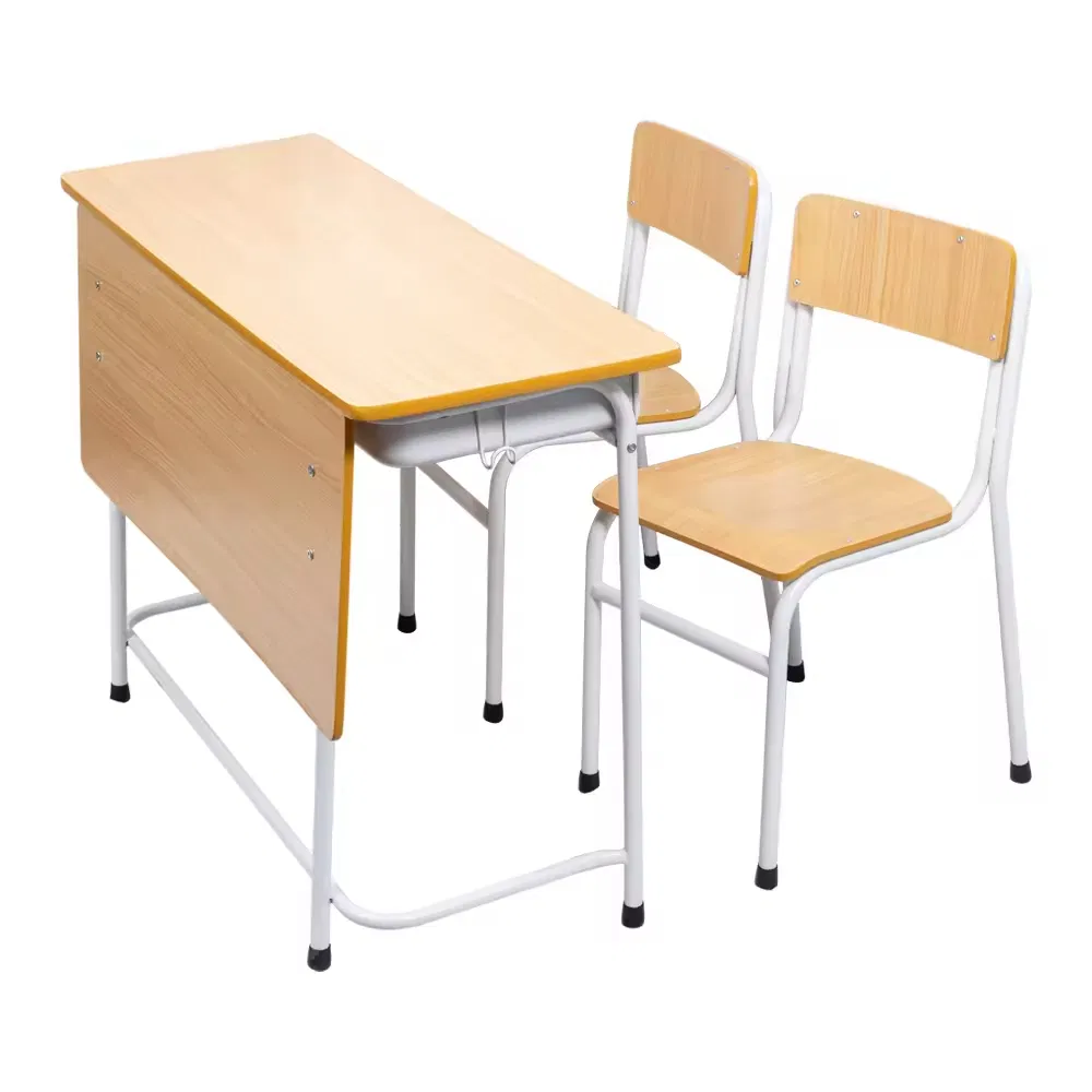Wooden Kids Portable Study Table Classroom Metal School Furniture Price List Sri Lanka Student Desk and Bench