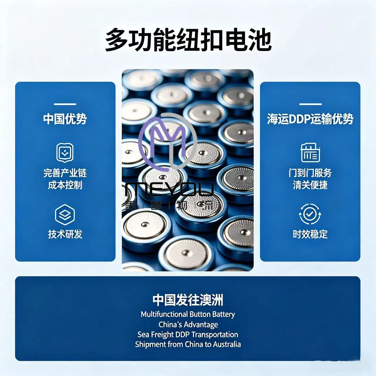 The Transportation of Multi-Purpose Button Batteries, From China by Sea to Australia, with DDP (Delivered Duty Paid) , Reliable International Freight Forwarder.
