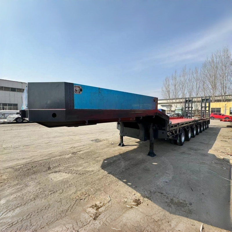 8 Axle Extendable Lowbed Trailer 80-120 Ton Extendable Lowboy Semi Trailer for Sale for Oversized Cargo Project Loads
