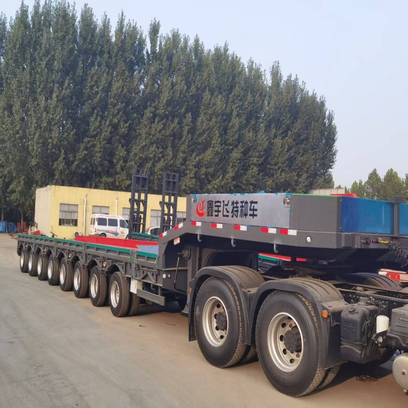 8 Axle Extendable Lowbed Trailer 80-120 Tons Capacity Telescopic Semi Trailer for Project Cargo Heavy Machinery Oversized Loads on Sale