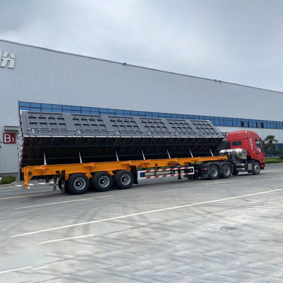 High Quality Volume 37 M³ Side Discharge Tipping Dump Semi Trailer Used for Soil Transport