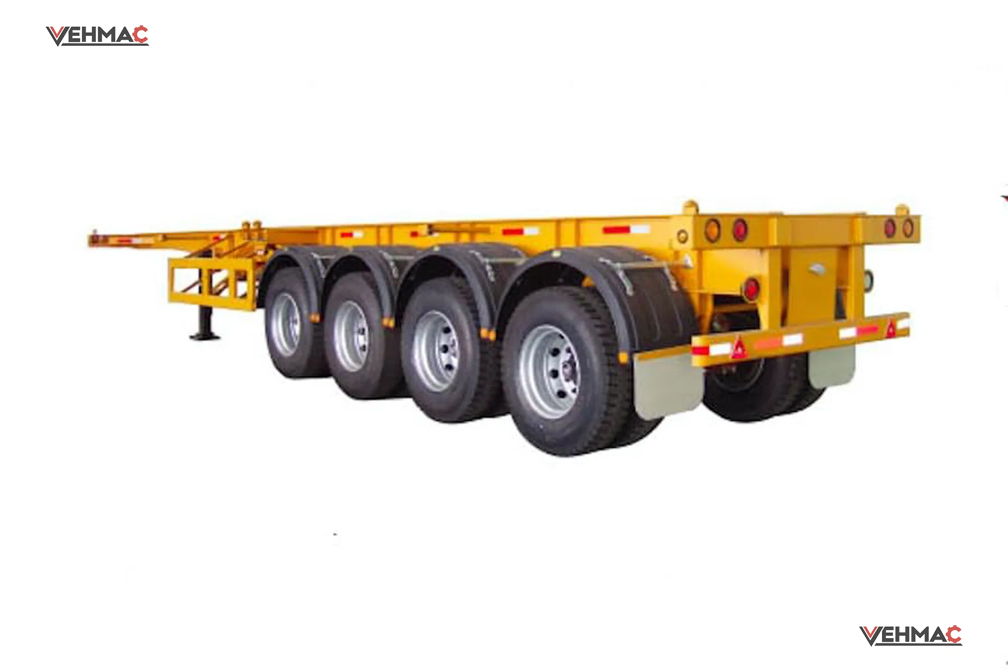 3 Axle 50t Heavy Load Freight Logistics Flatbed Chassis Semi-Trailer Truck