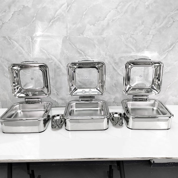 Luxury Square Buffet Chafing Dish for Hotel &amp; Restaurant Display Stainless Steel Electric Food Warmer