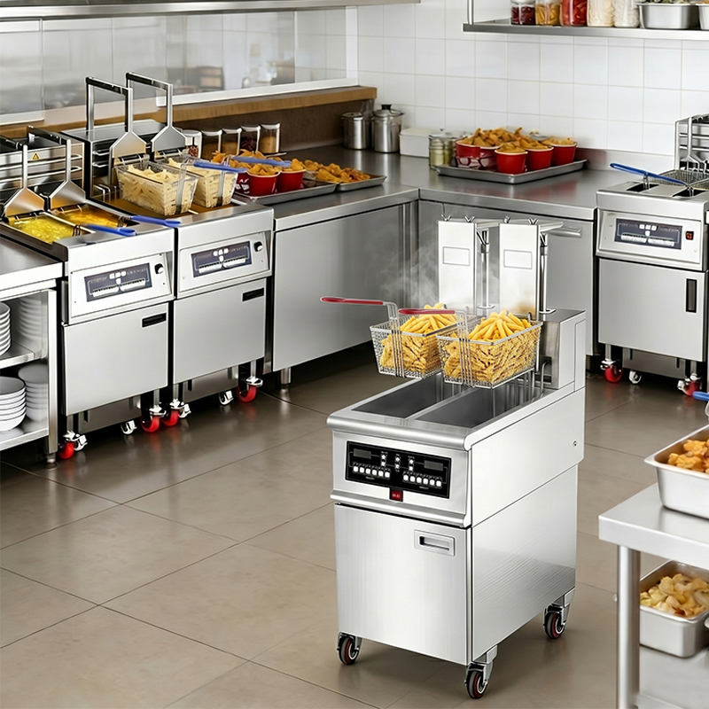 Multi-Tank Automatic Lifting Electric Deep Fryer Freidora Para Pollos Industrial Oil Filtration System for French Fries Chicken