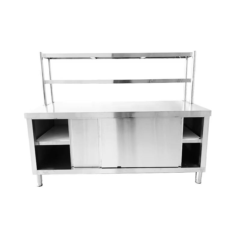 Central Kitchen Commercial Food Prep Worktable Cabinet with Dual-Side Sliding Doors