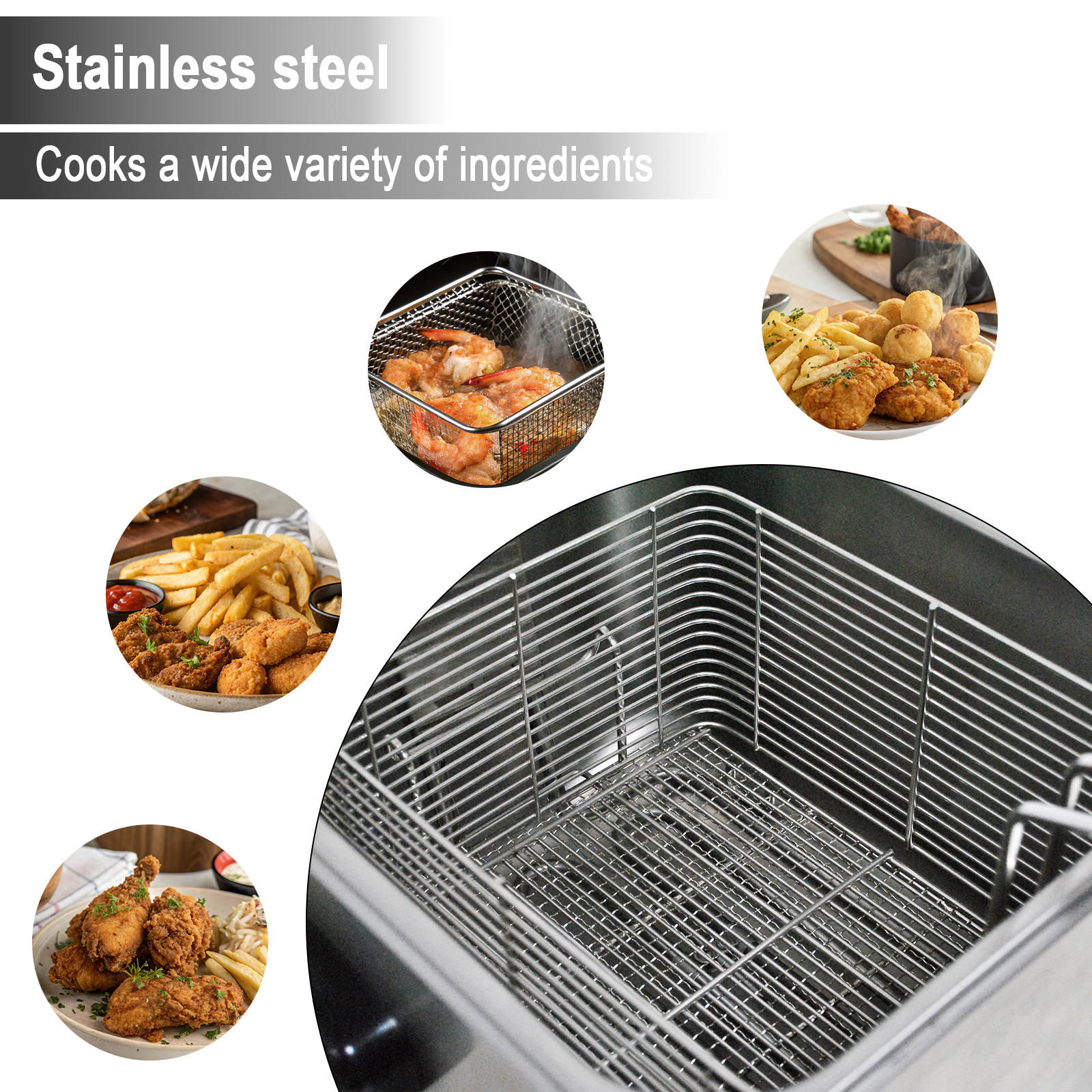 Commercial 1 Tank 1 Basket Electric Deep Fryer with Temperature Control Stainless Steel for Restaurant and Food Shop Use