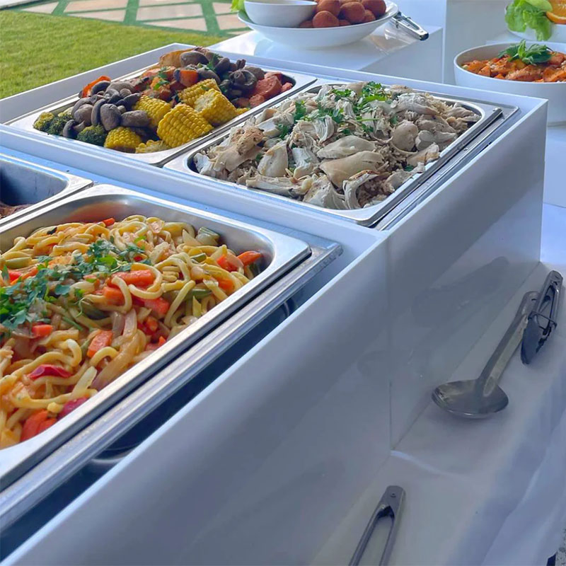 Acrylic Chafing Dish Guard KD White Catering Buffet Display Food Stand Chafer Wind Food Warmer Cover