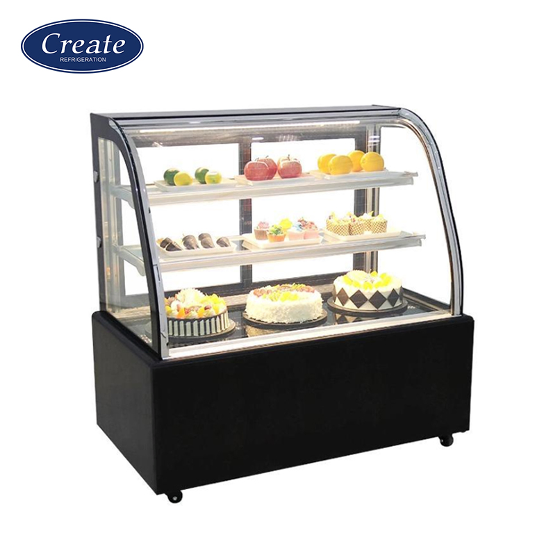 Cake Showcase Refrigerator Pastry Display Counter Cake Display Chiller Freezer with Curved Glass