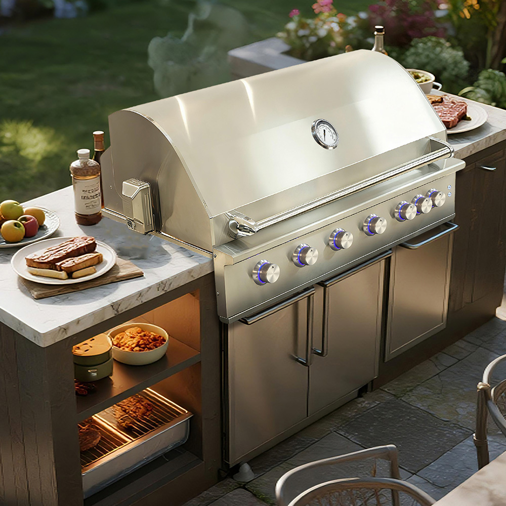 Modern Luxurious Heavy Duty Premium Built-in Built SUS 304 Stainless Steel Outdoor Kitchen Home Garden 48" Gas LPG NG BBQ