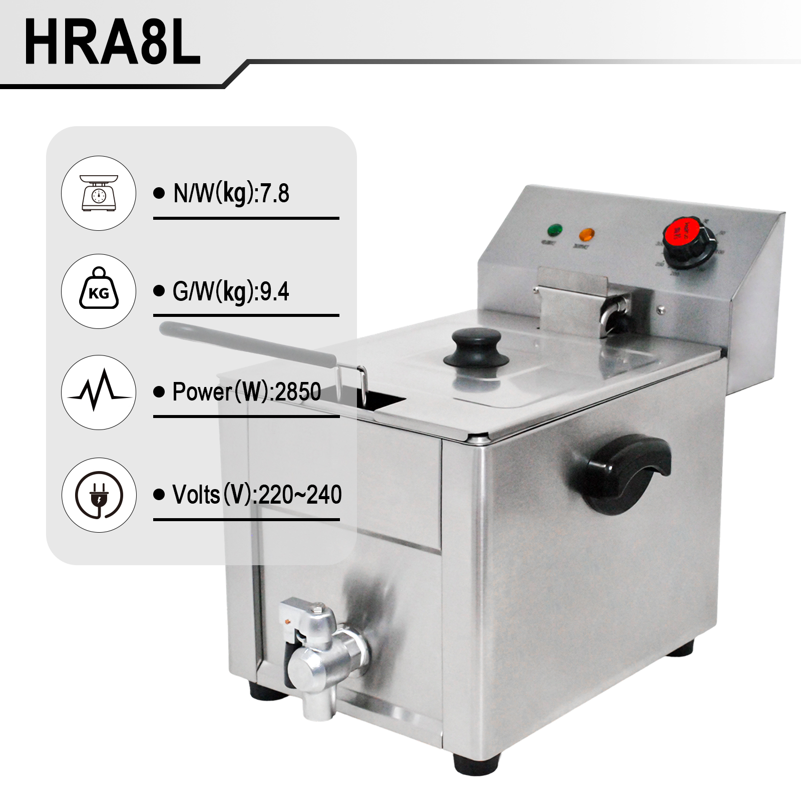 Commercial 1 Tank 1 Basket Electric Deep Fryer with Temperature Control Stainless Steel for Restaurant and Food Shop Use